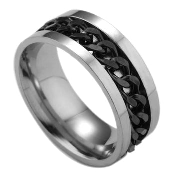 Bague Anti-Stress En Acier Noir Martelé - Marque OxcmoBijoux - Neuf Avec Étiquettes