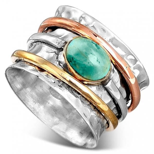 Bague Anti-Stress Réglable En Argent 925 - Avec Perles Tournantes | Cadeau Anxiété Femme
