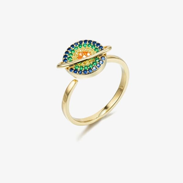 Bague Anti-Stress Tournante Tournesol Strass - Anneau Réglable Doré Pour Femme, Relaxation Et Style