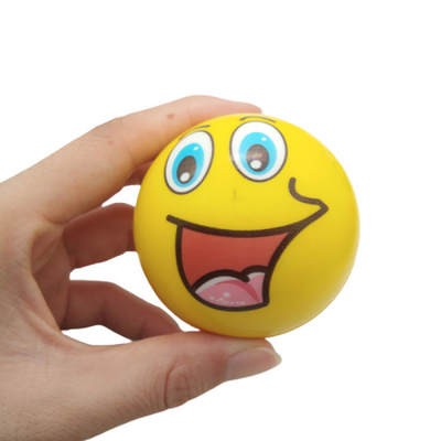 Pack de 12 boules anti-stress emoji smiley visage - jaune 2,4