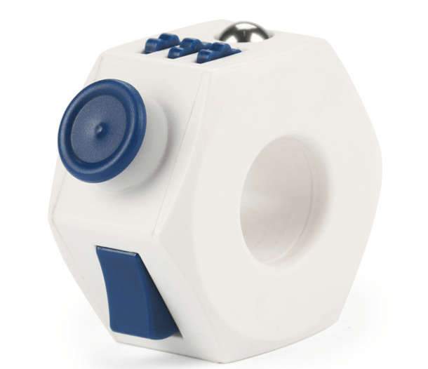 Fidget anneau 6 faces cyan