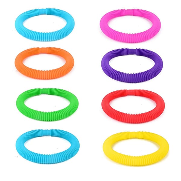 Lot De 10 Jouets Anti-Stress Fidget - 4 Bâtons Rotatifs + 6 Bandes Élastiques En Silicone, Pour Adultes Et Enfants